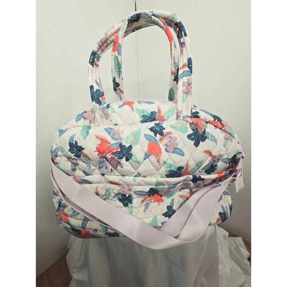 Vera Bradley NWT Ultralight Grand Traveler Bag Tropical Floral white blue coral - Picture 2 of 14